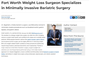 North Dallas Bariatric Surgeon Fellowship-Trained in Minimally Invasive Weight Loss Surgery